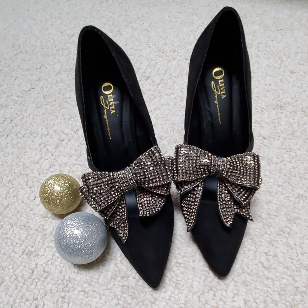 Olivia Ferguson Black Suede Heels